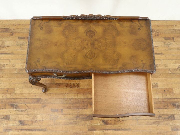 デスクとしても 美しいバール杢 引き出し付きコンソール 80515