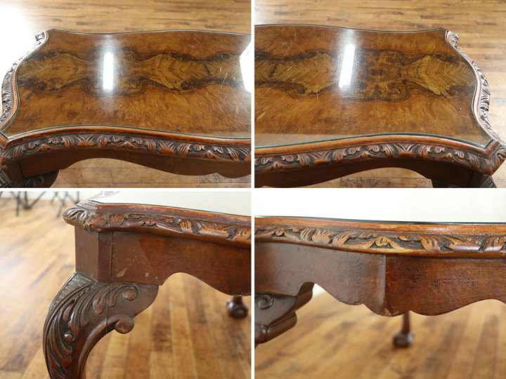 美しいウォールナット材の杢目 コーヒーテーブル 80595 アンティーク