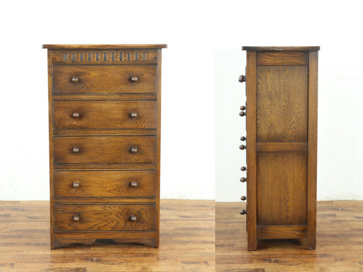 海外アンティーク家具☆彫刻装飾付き木製タンス 引き出し☆ レトロ アンティーク 木製 チェスト・タンス 引き出し付き 古い 骨董品