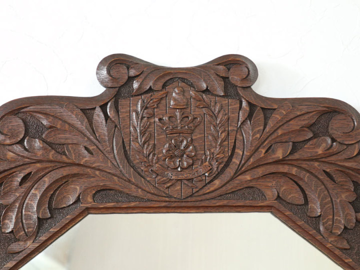 紋章もかっこいい イギリスアンティーク ウォールミラー 80618