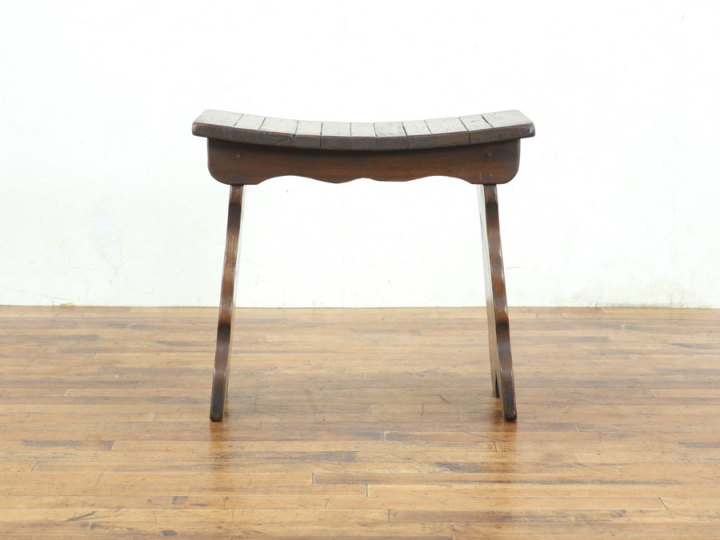 アンティーク　スツール アンティーク スツール 四角椅子 スクエアスツール 焦茶クッション座面