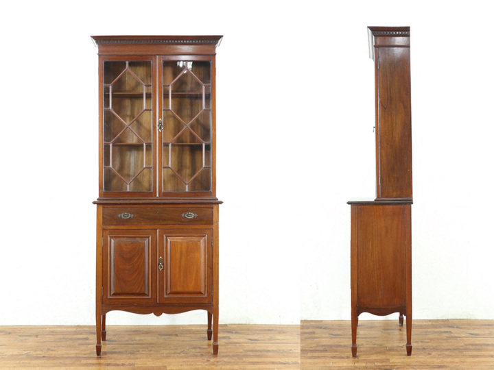 キャビネット　アンティーク 細身サイズも魅力 エドワーディアン キャビネット 80647 アンティーク